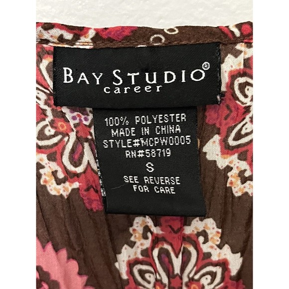 Boho Polyester Design Bay Studio Career Size Small Top Brown Blouses For Women - Picture 9 of 16